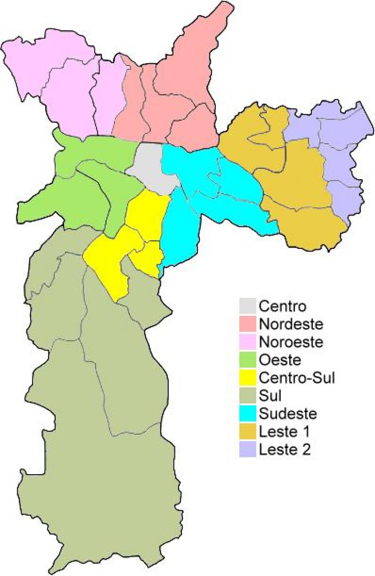 Kaart van administratiewe streke in São Paulo