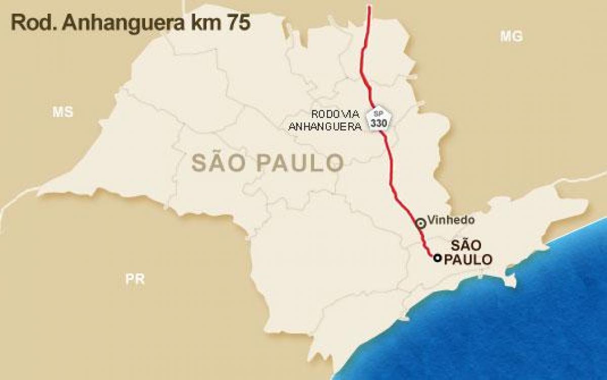 Kaart van Anhanguera snelweg - SP 330