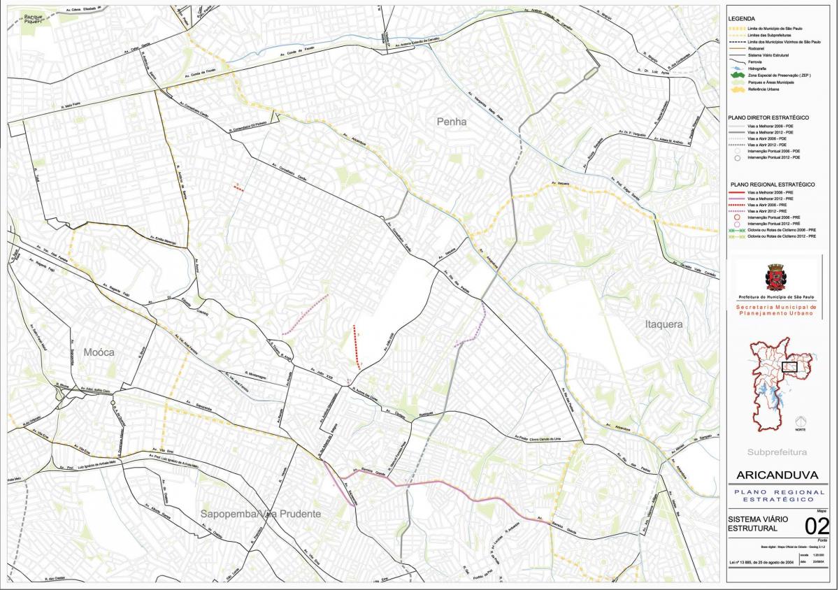 Kaart van Aricanduva-Vila Formosa São Paulo - Paaie