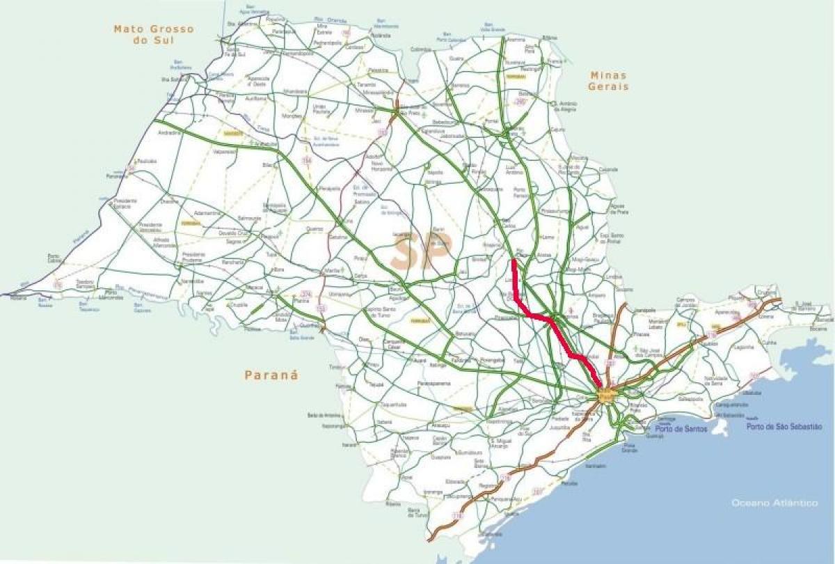 Kaart van Bandeirantes snelweg - SP 348