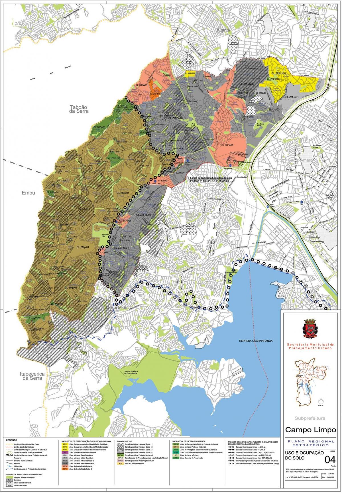 Kaart van Campo Limpo São Paulo - Besetting van die grond