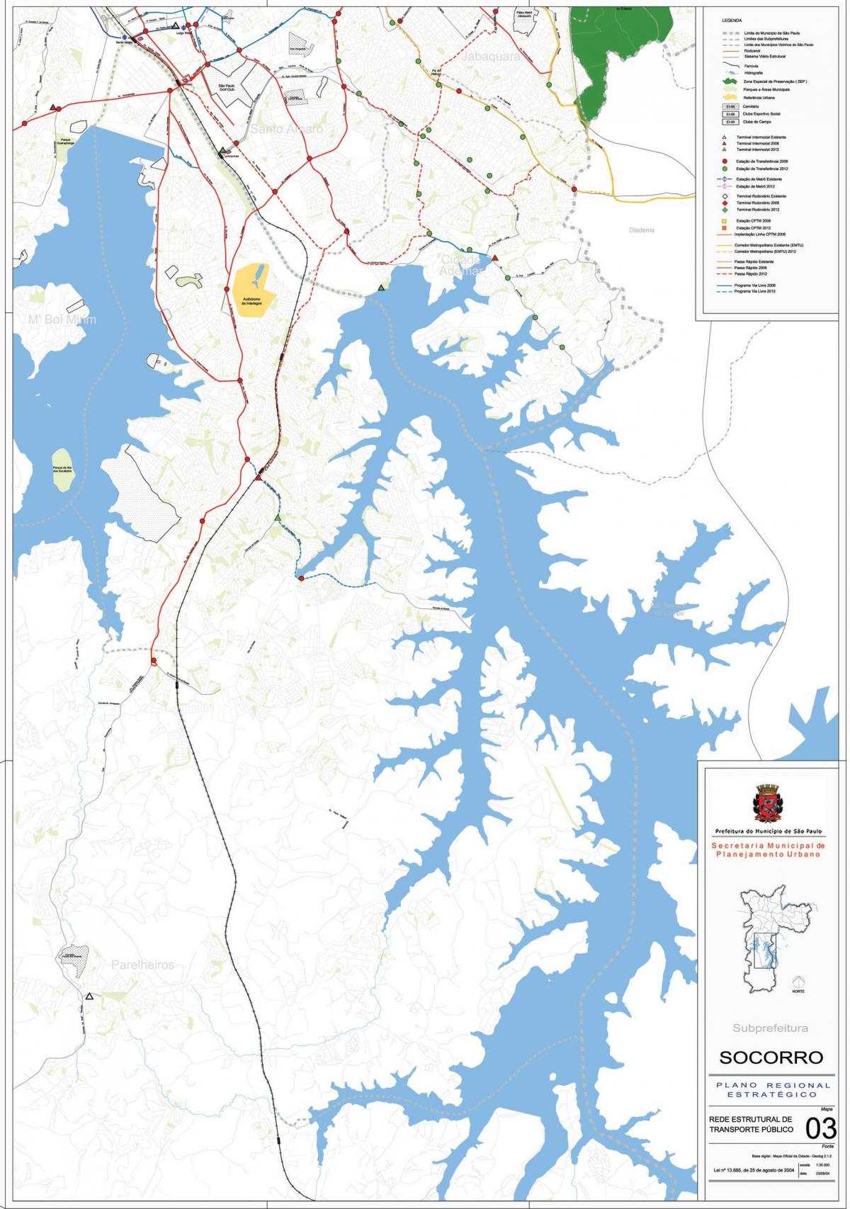 Kaart van die Capela doen Socorro São Paulo - Openbare vervoer
