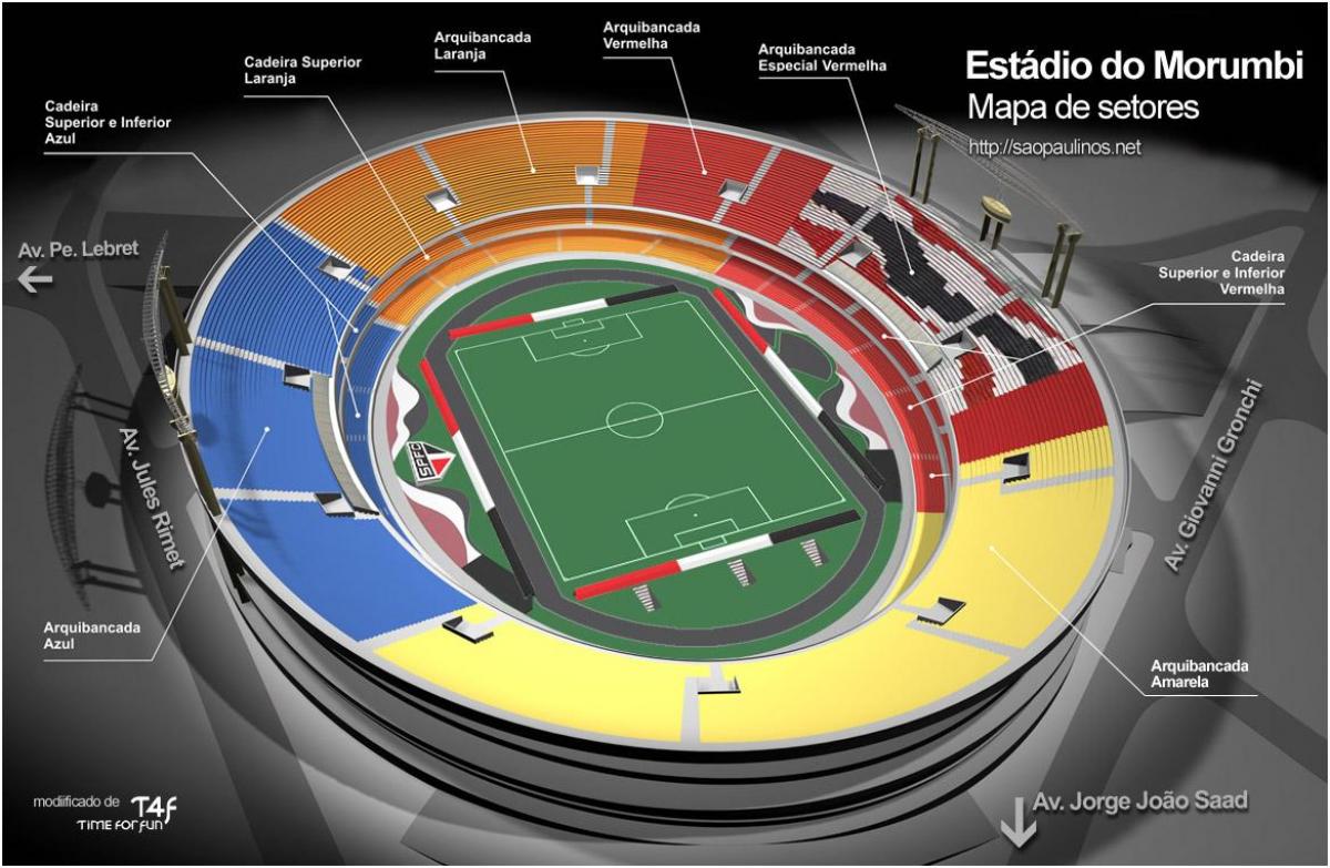 Kaart van Cícero-Pompeu-de-Toledo São Paulo stadion