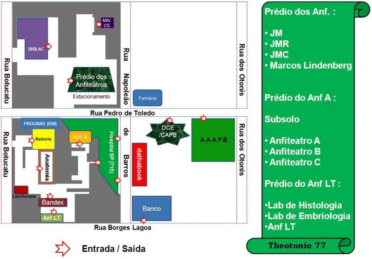 Kaart van die federale universiteit van São Paulo - UNIFESP