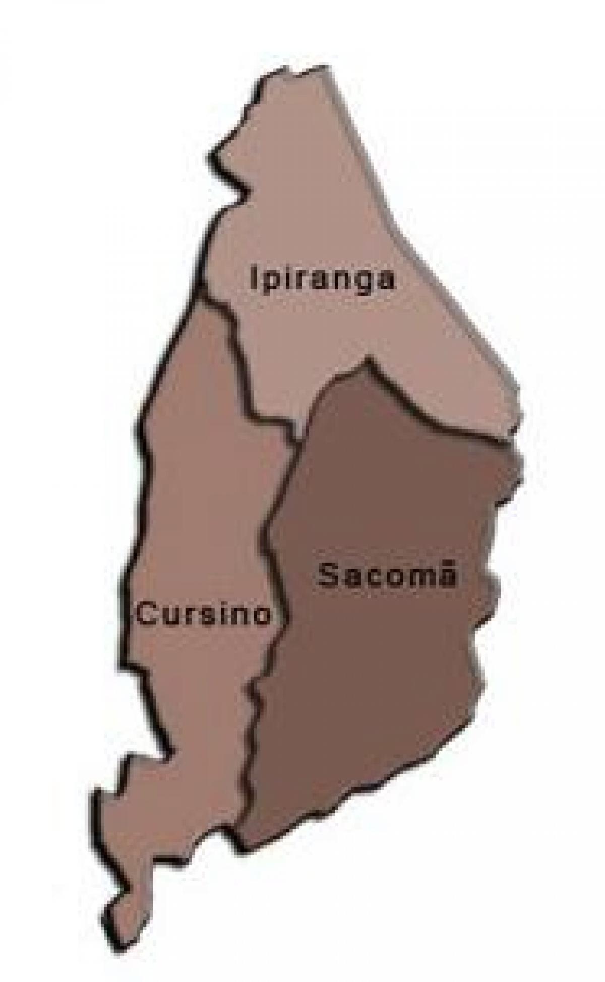 Kaart van Ipiranga sub-prefektuur