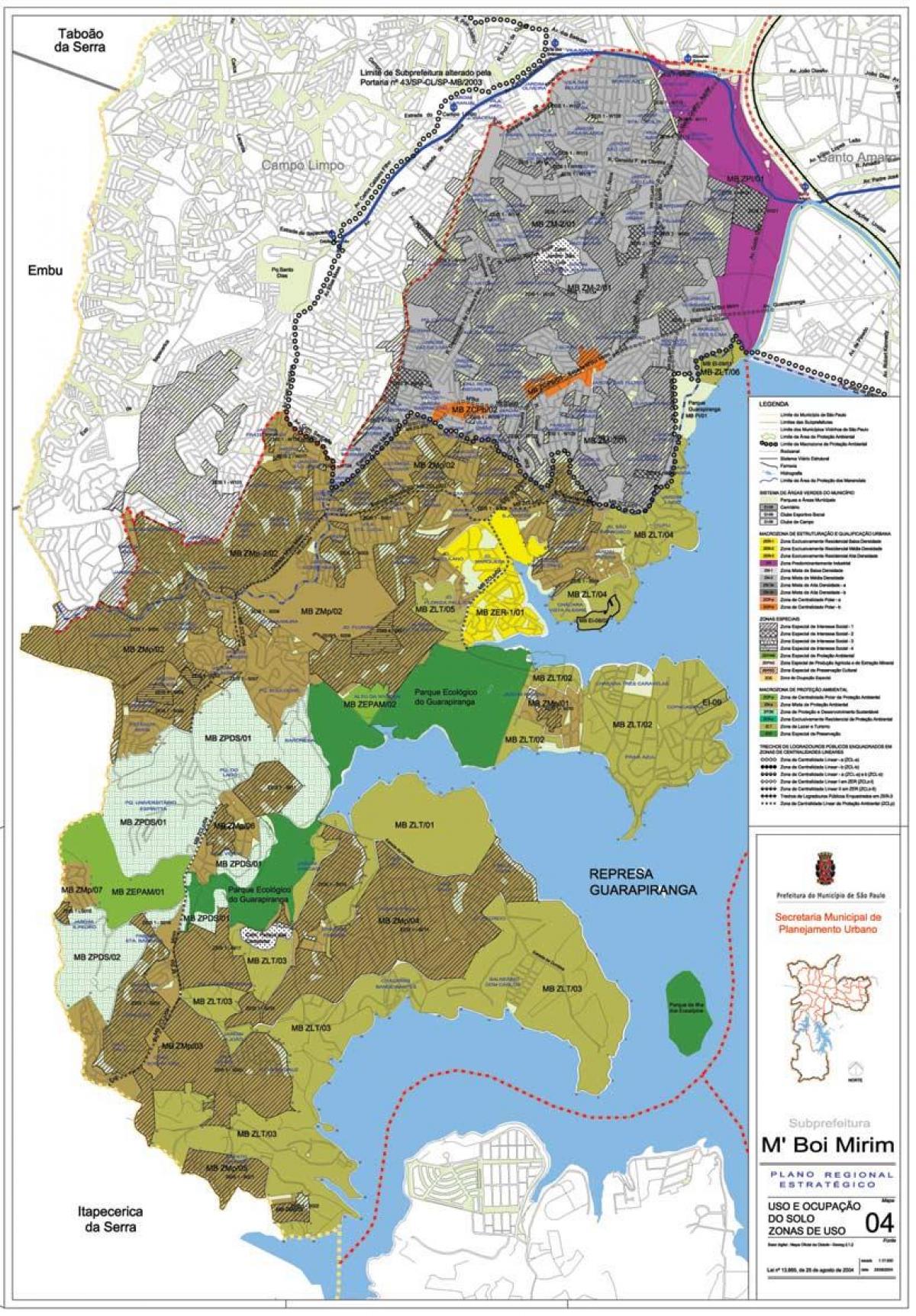 Kaart van M'Boi Mirim São Paulo - Besetting van die grond