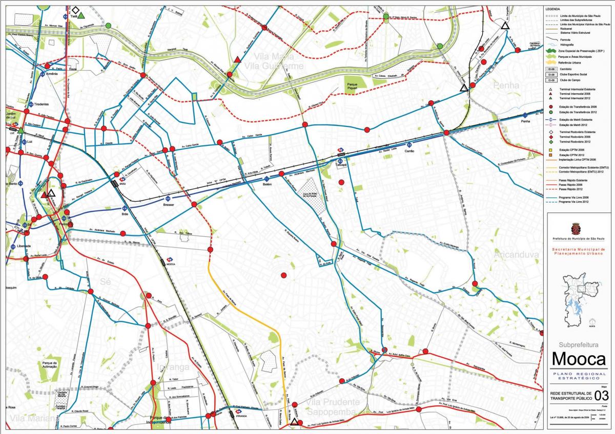 Kaart van Mooca São Paulo - Openbare vervoer