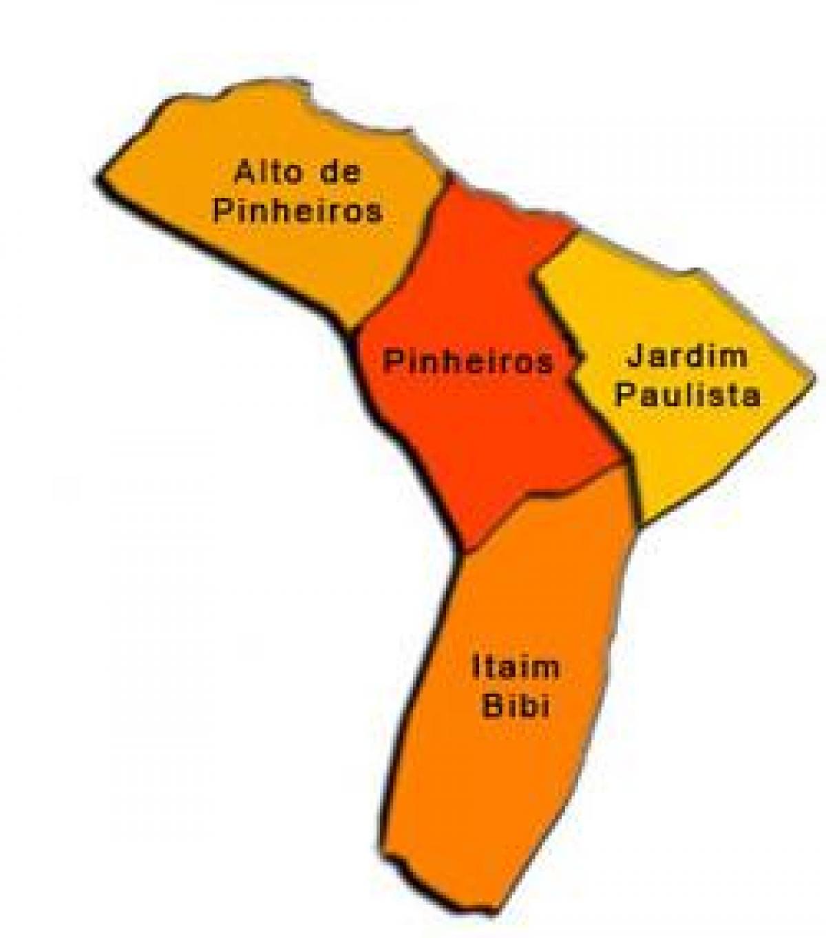 Kaart van Pinheiros sub-prefektuur