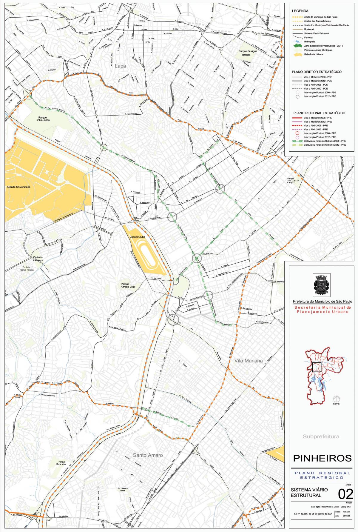 Kaart van Pinheiros São Paulo - Paaie