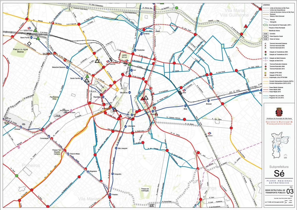 Kaart van Se São Paulo - Openbare vervoer