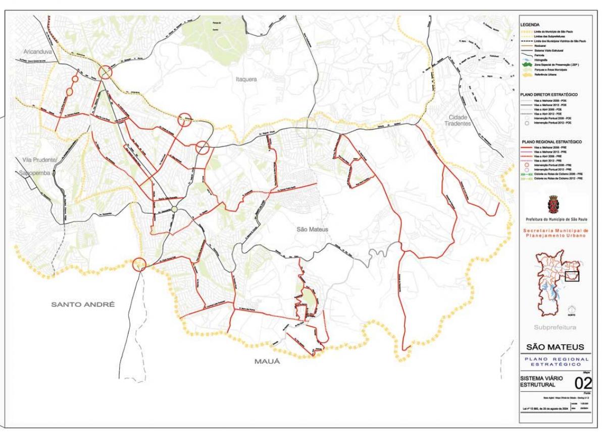 Kaart van São Mateus São Paulo - Paaie