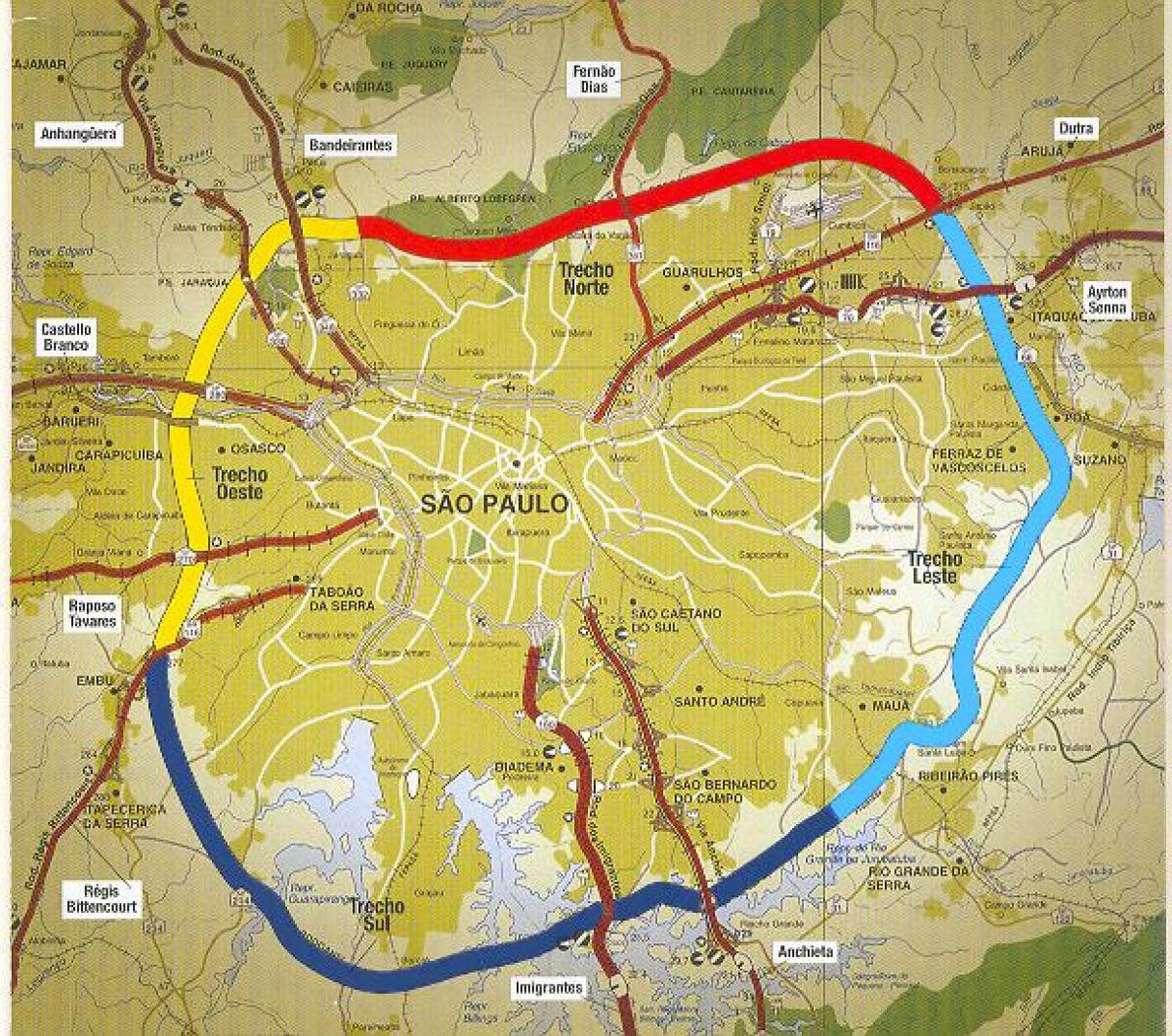 Kaart van São Paulo beltway