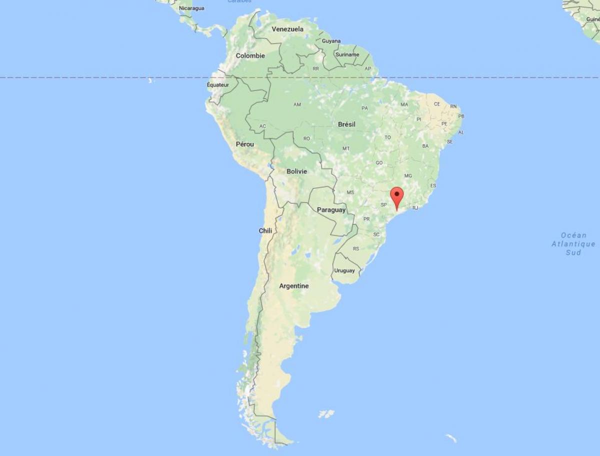 Kaart van São Paulo in Suid-Amerika