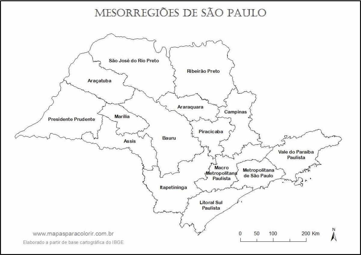 Kaart van São Paulo maagd - die streek se name