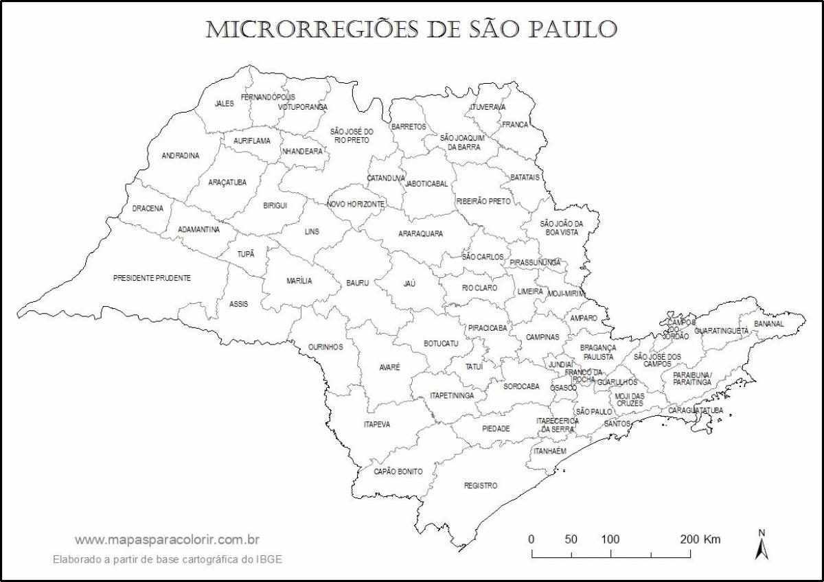 Kaart van São Paulo maagd - mikro-streke