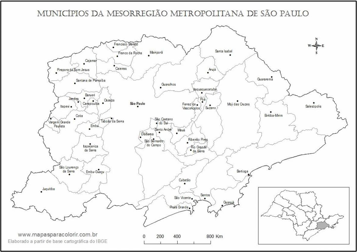 Kaart van São Paulo maagd