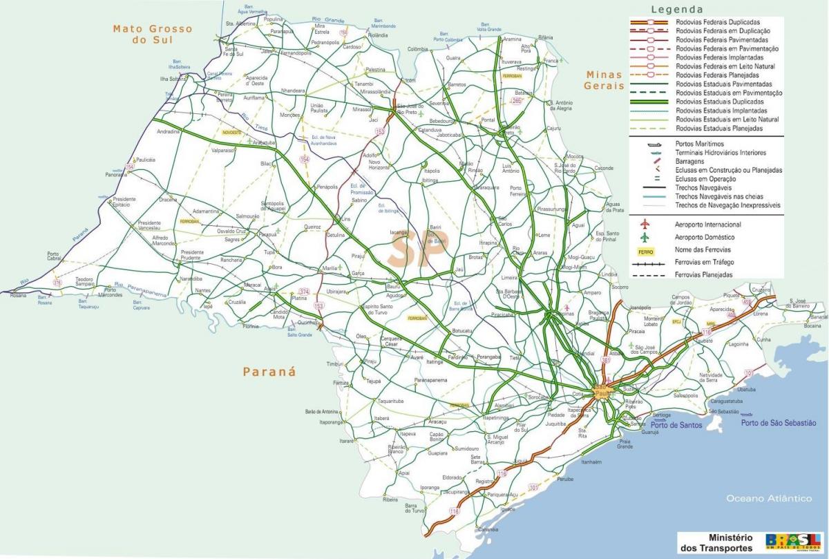 Kaart van São Paulo paaie