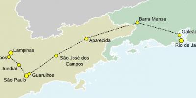 Kaart van die hoë-spoed trein São Paulo