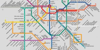 Kaart van São Paulo metro-netwerk