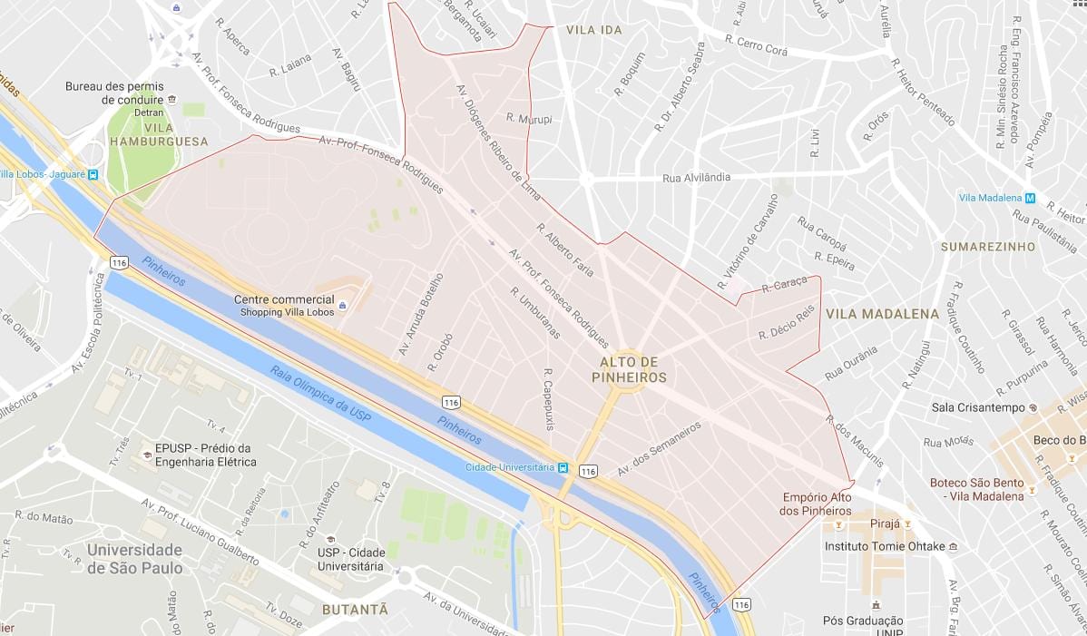Kaart van Alto de Pinheiros São Paulo