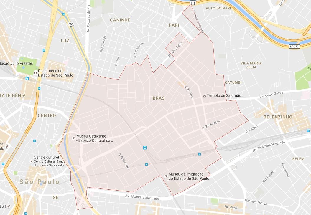 Kaart van Brás São Paulo