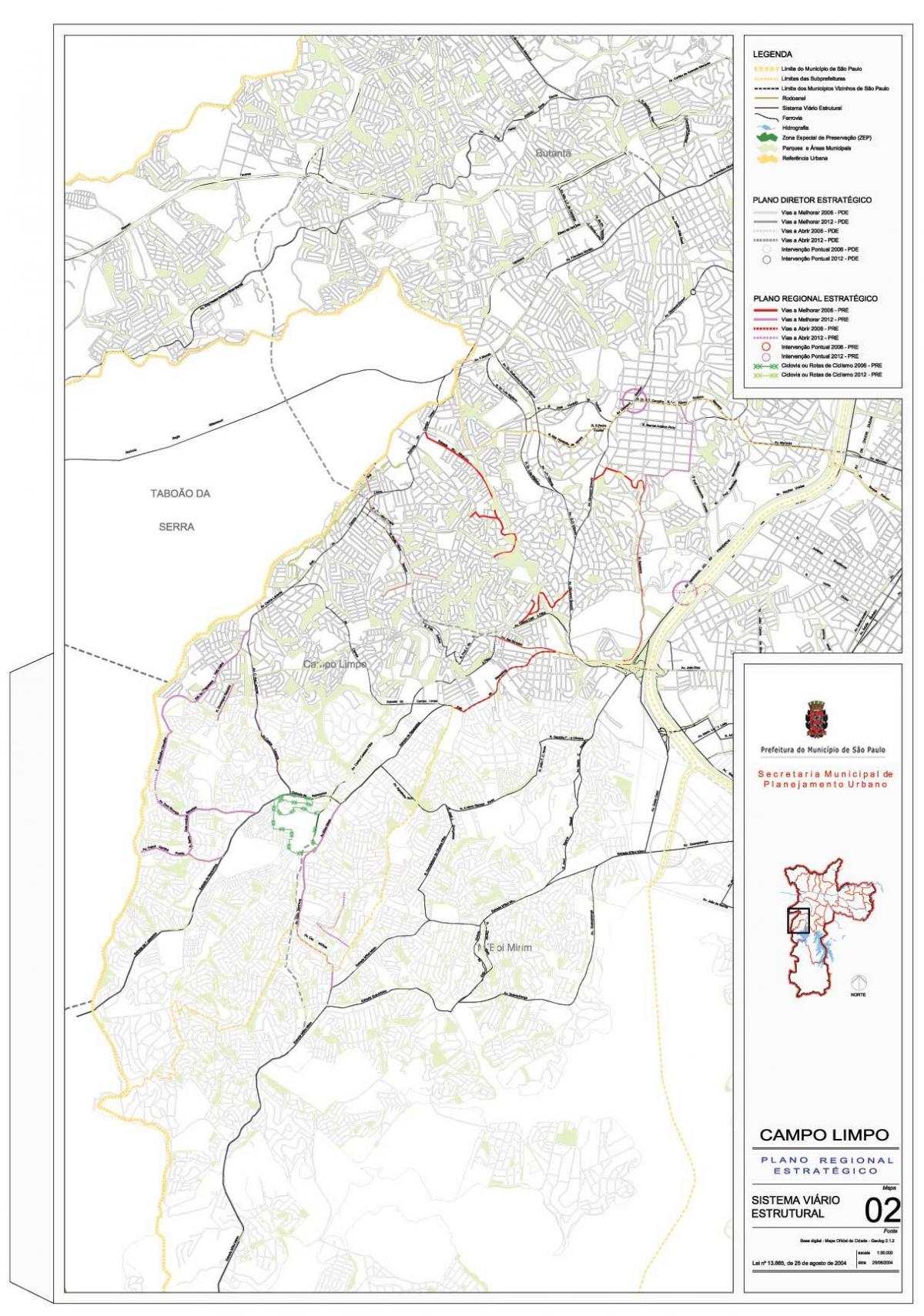 Kaart van Campo Limpo São Paulo - Paaie