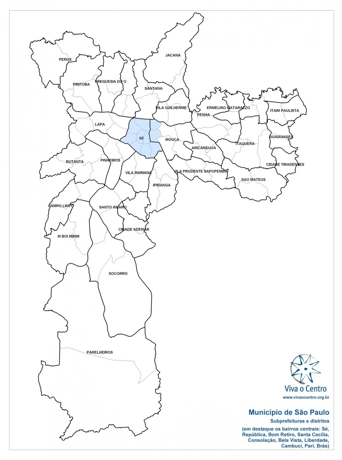 Kaart van die Sentrale sone São Paulo