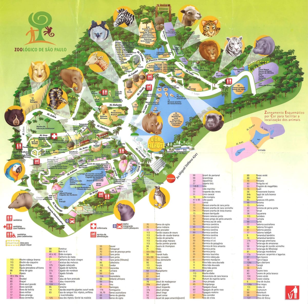 Kaart van die dierkundige park van São Paulo