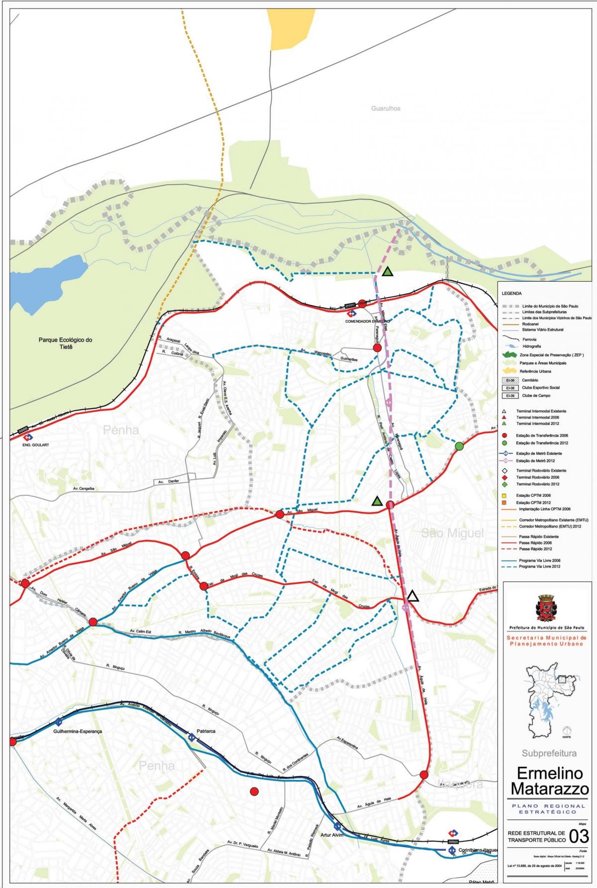 Kaart van Ermelino Matarazzo São Paulo - Openbare vervoer