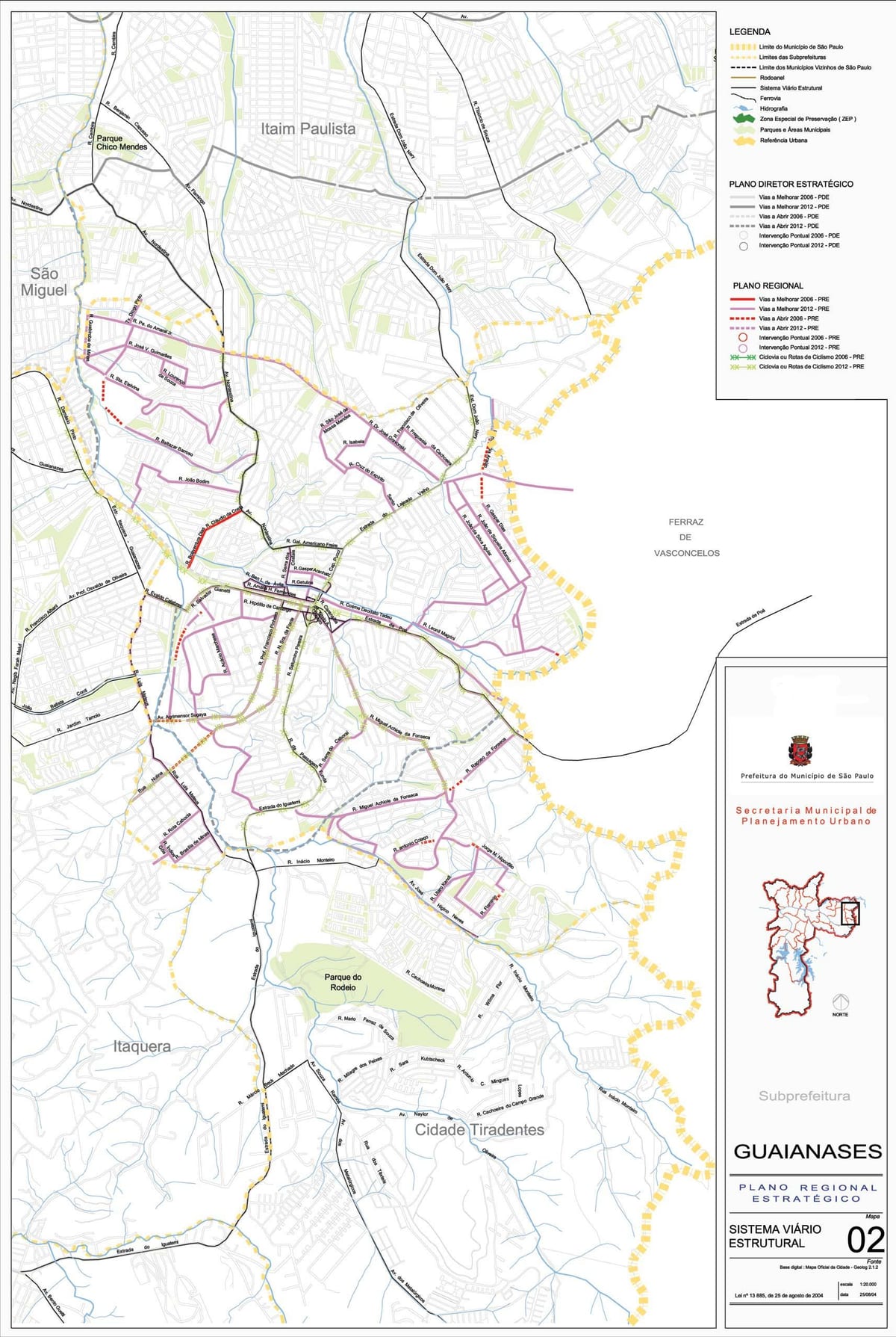 Kaart van Guaianases São Paulo - Paaie