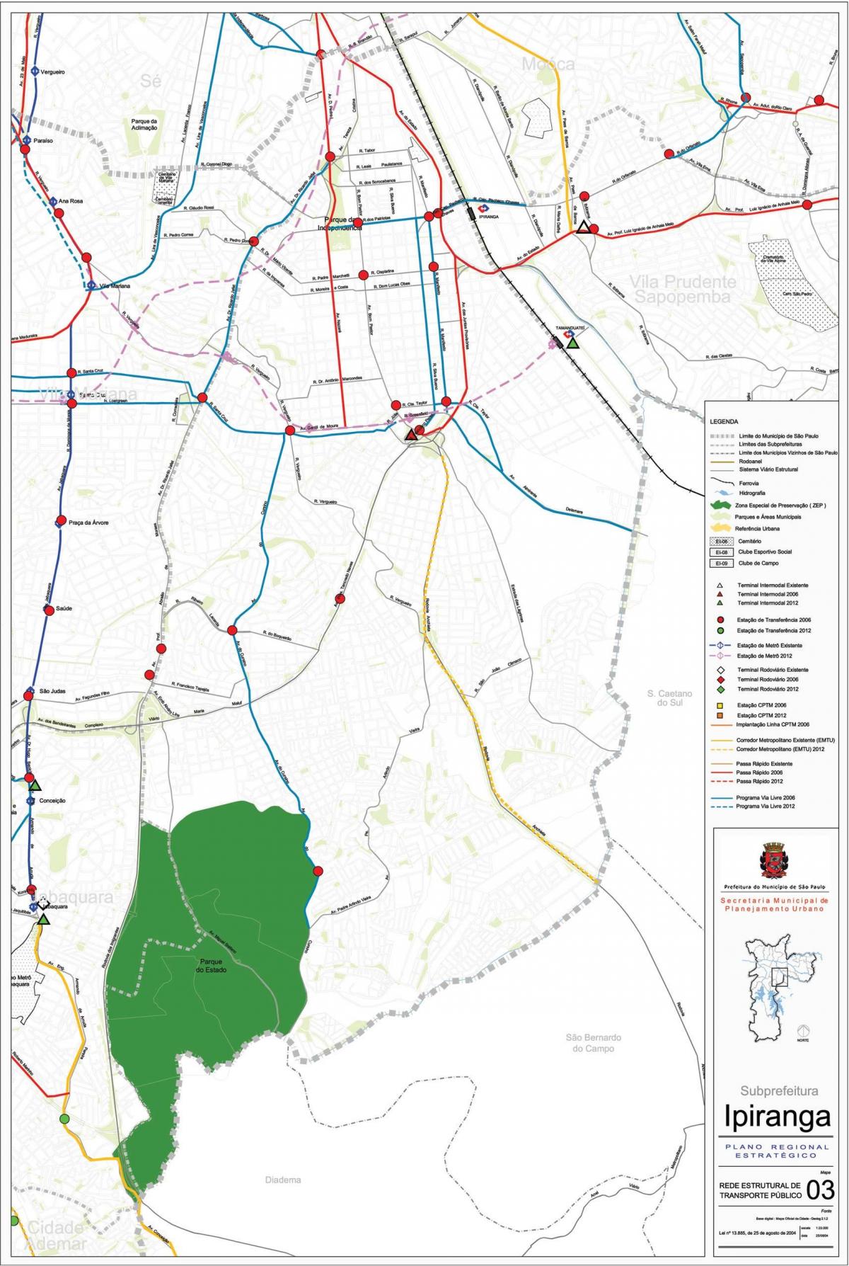 Kaart van Ipiranga São Paulo - Openbare vervoer