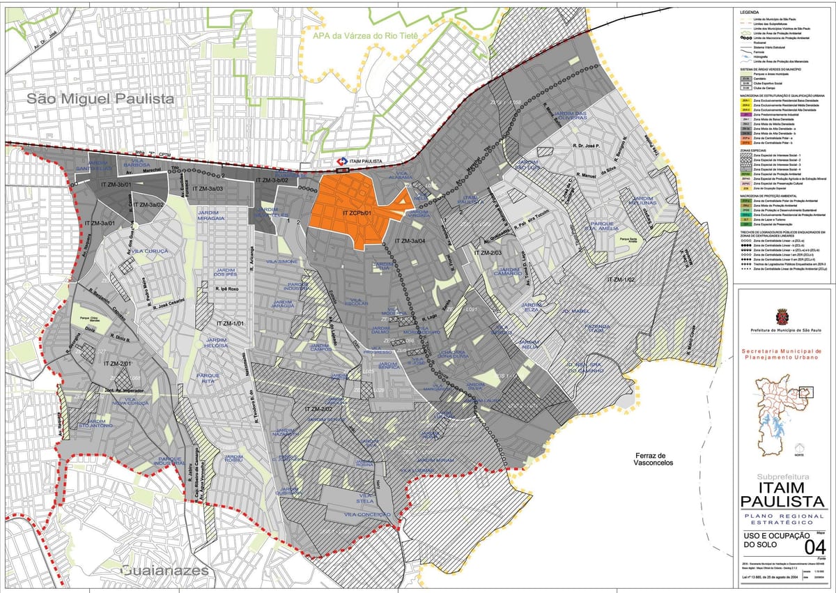 Kaart van Itaim Paulista - Vila Curuçá São Paulo - Besetting van die grond