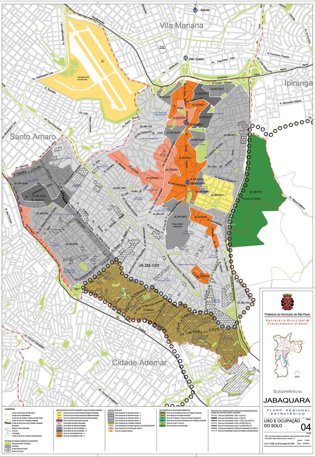Kaart van Jabaquara São Paulo - Besetting van die grond