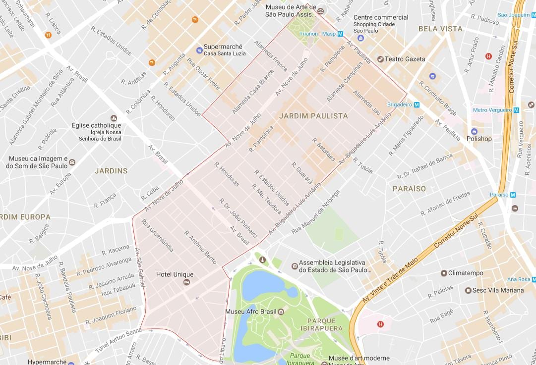 Kaart van Jardim Paulista São Paulo