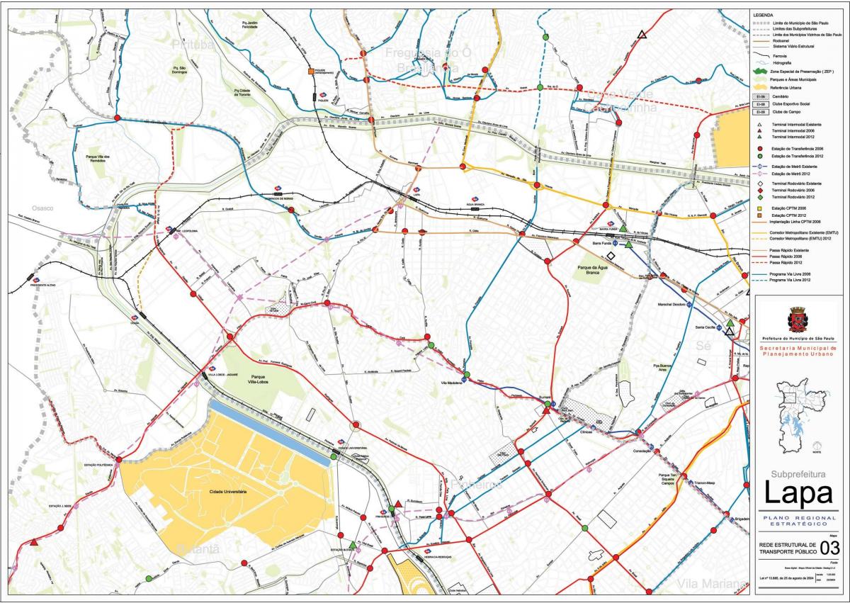 Kaart van Lapa São Paulo - Openbare vervoer