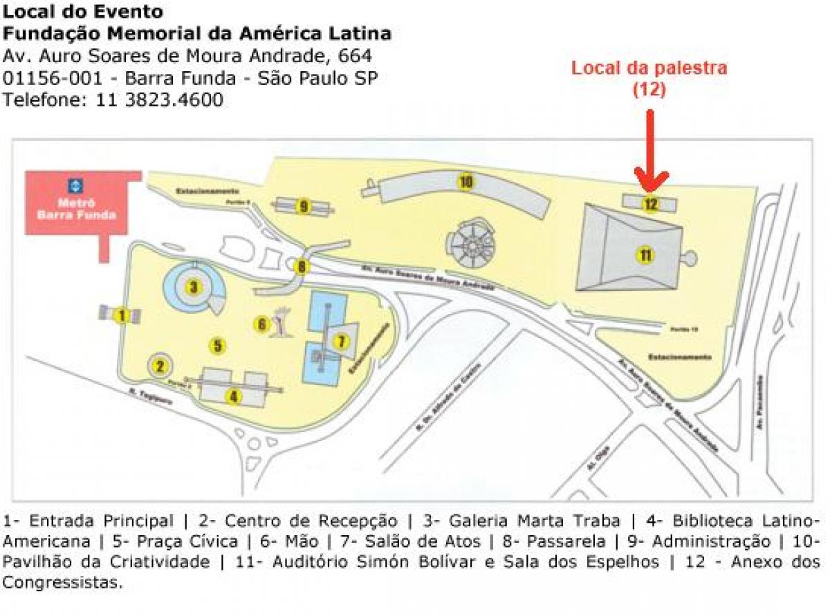 Kaart van latyns-Amerika Memorial São Paulo