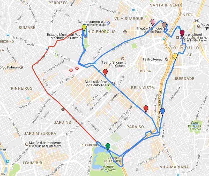 Kaart van omsendbrief turismo São Paulo - Lyne