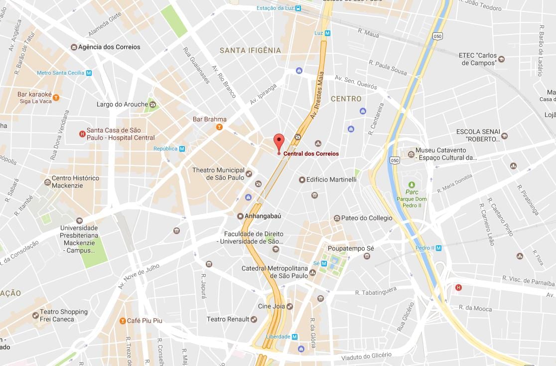 Kaart van die Palácio dos Correios São Paulo