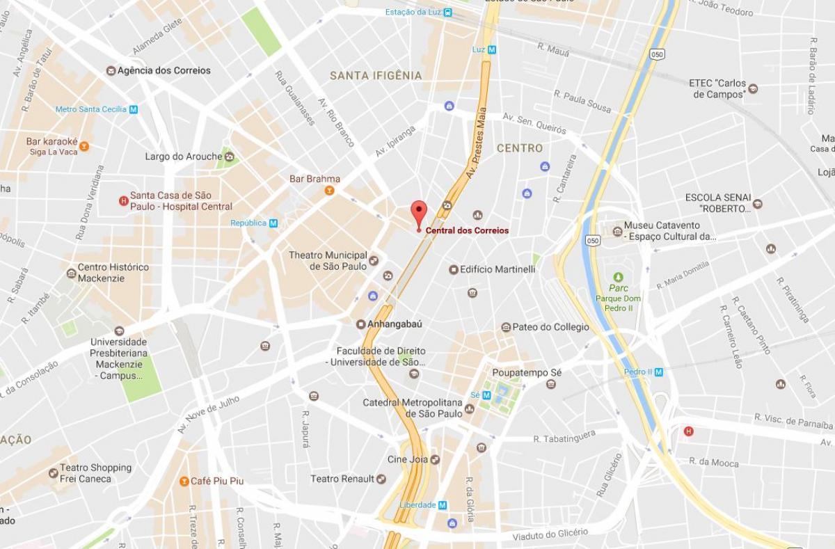 Kaart van die Palácio dos Correios São Paulo