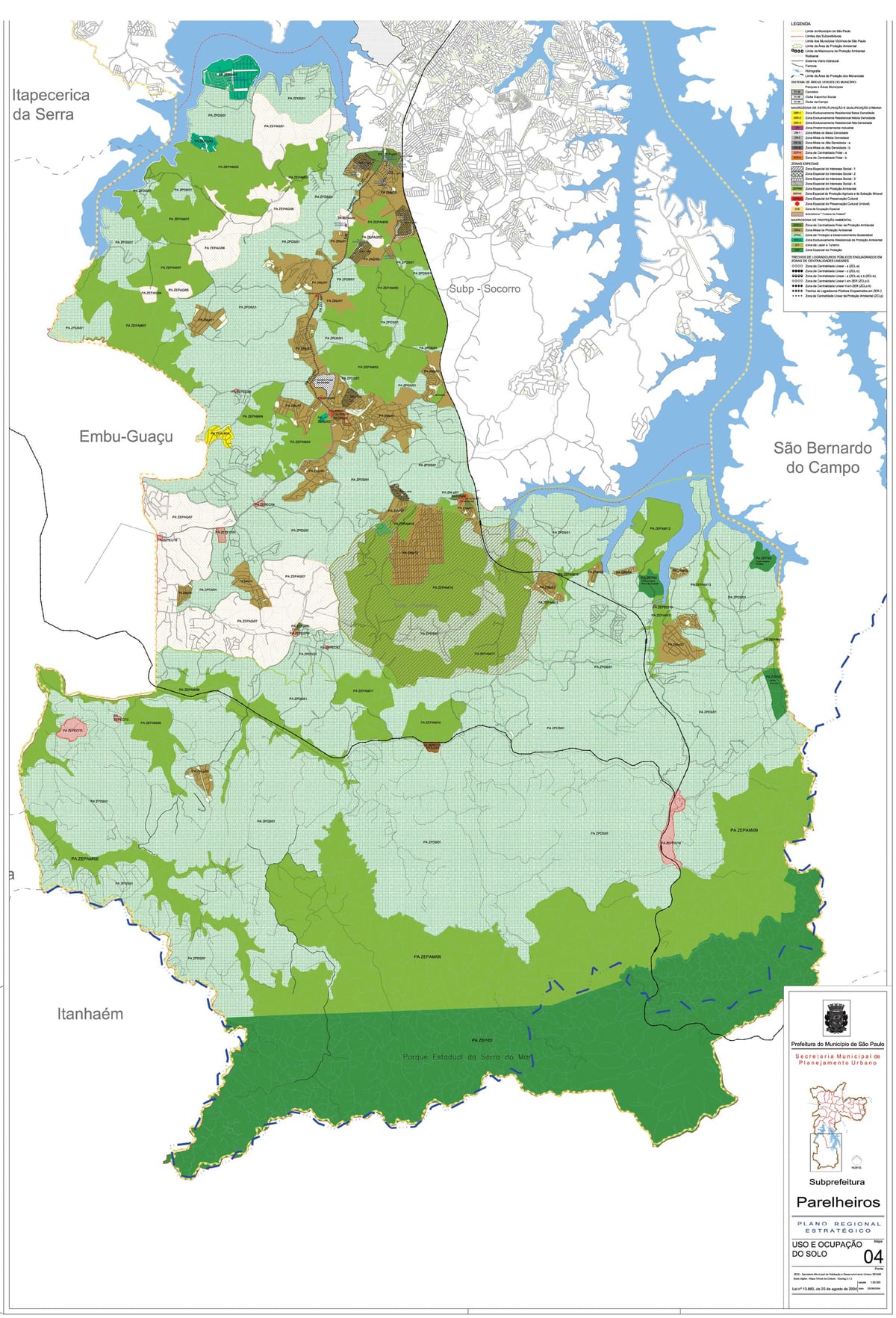 Kaart van Parelheiros São Paulo - Besetting van die grond