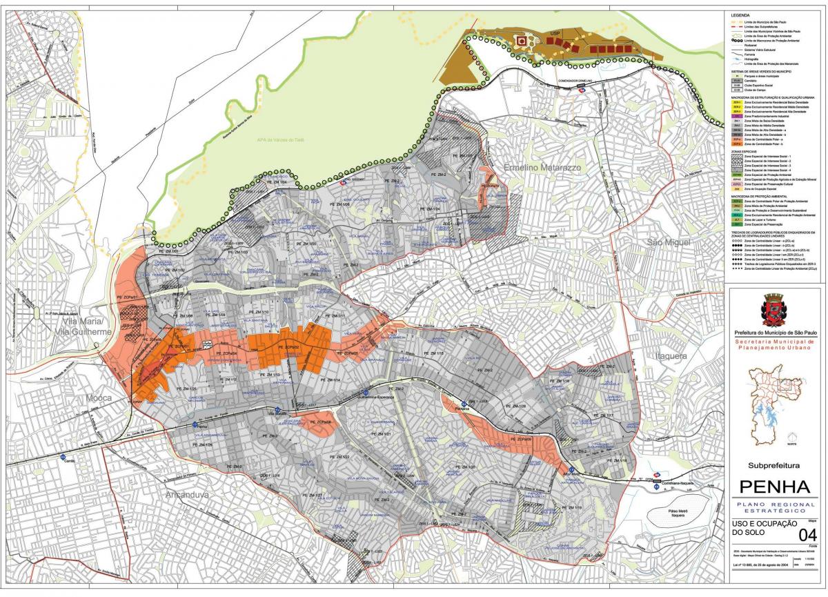 Kaart van Penha São Paulo - Besetting van die grond