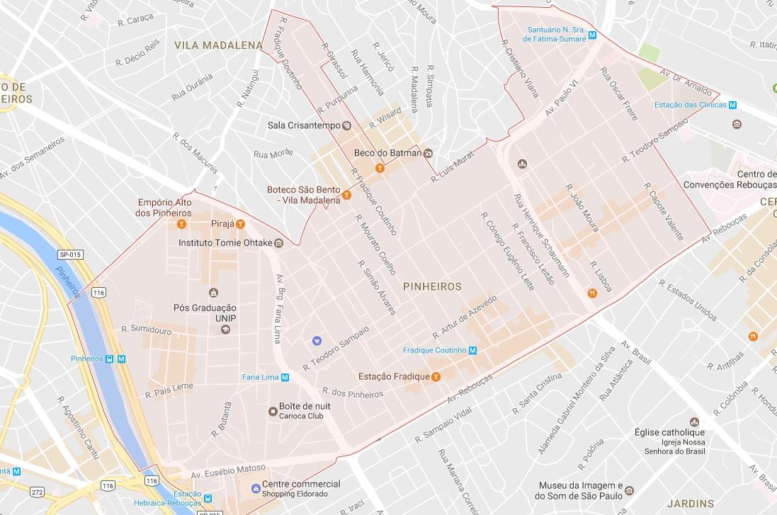 Kaart van Pinheiros São Paulo