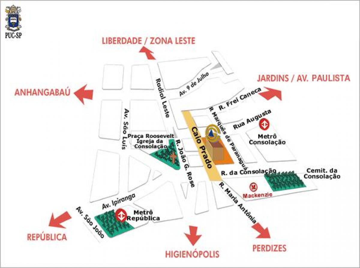Kaart van die Pontificale Katolieke Universiteit van São Paulo