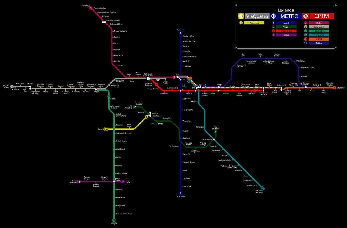 Kaart van São Paulo metro CPTM