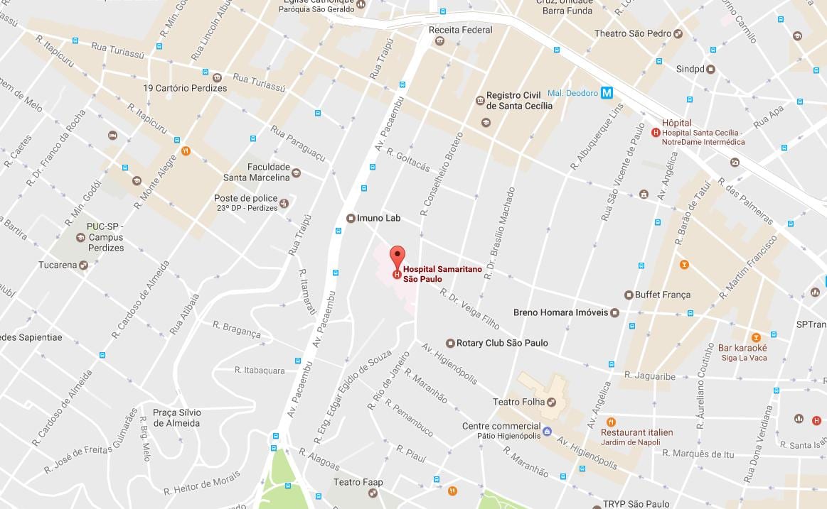 Kaart van Samaritano São Paulo hospitaal