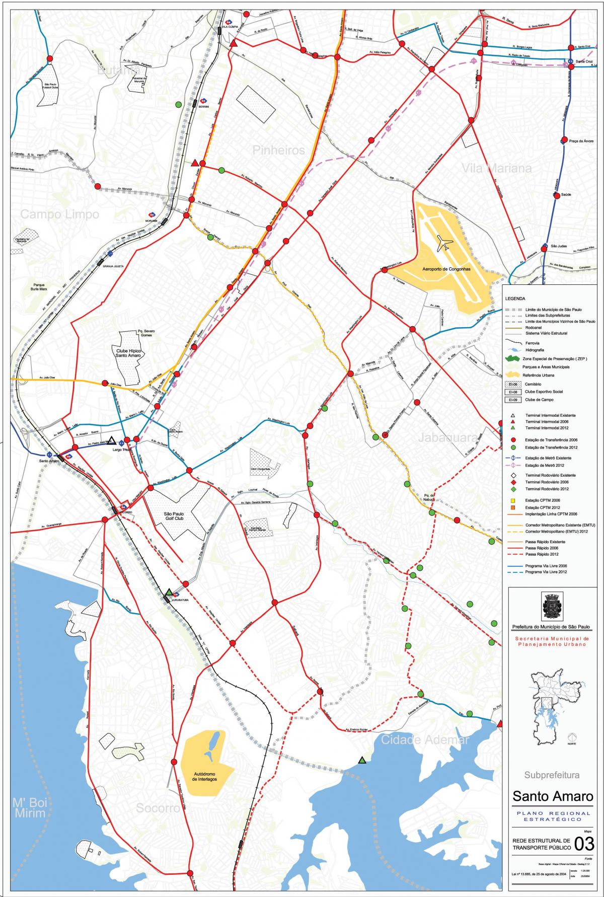 Kaart van Santo Amaro São Paulo - Openbare vervoer