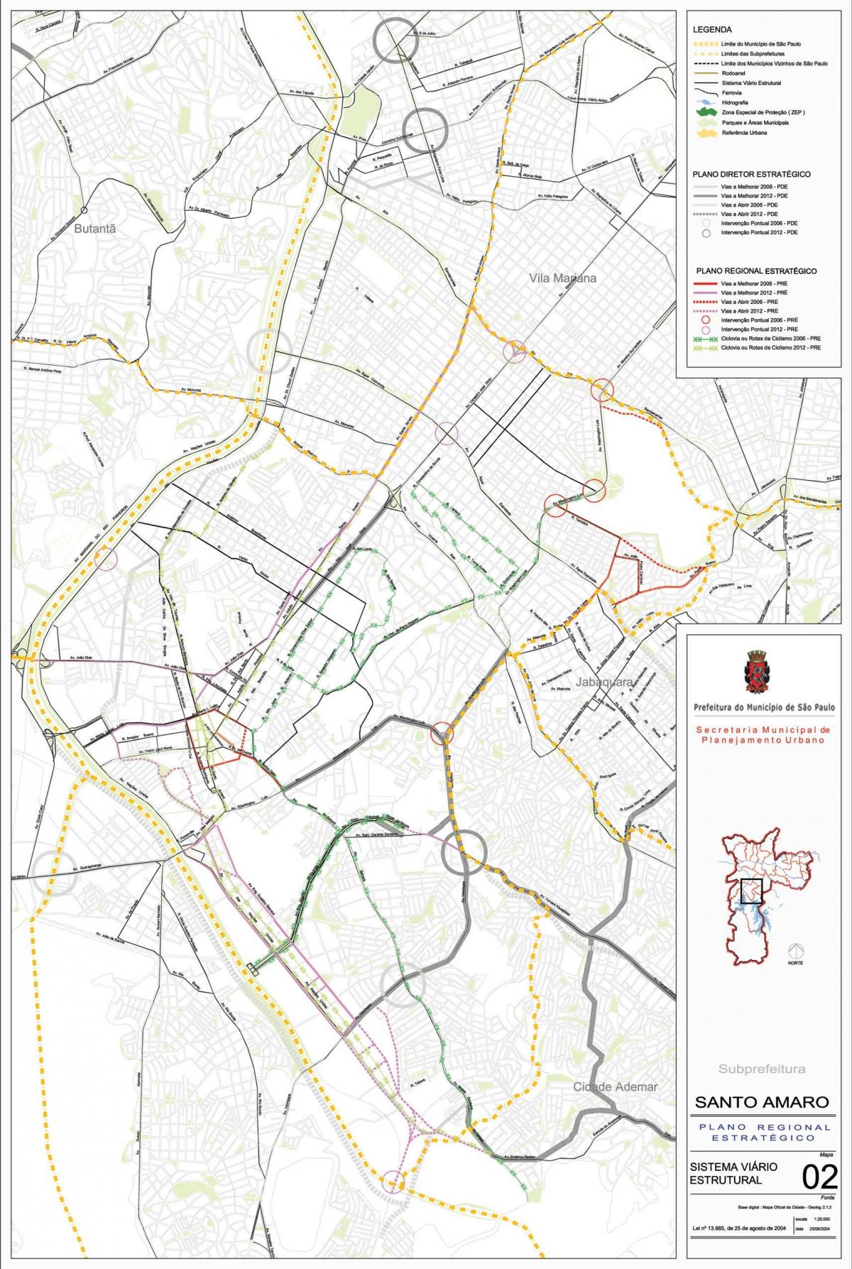 Kaart van Santo Amaro São Paulo - Paaie