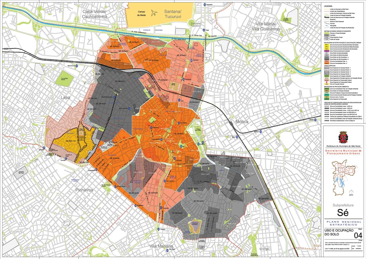 Kaart van Se São Paulo - Besetting van die grond