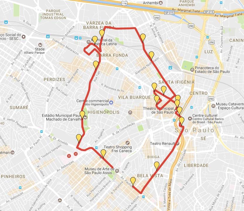 Kaart van die Corrida Internasionale São Silvestre