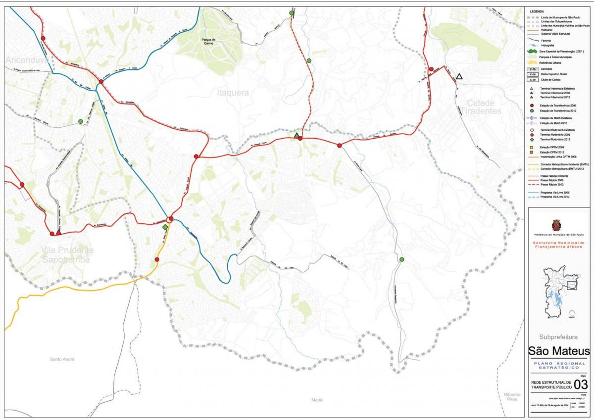 Kaart van São Mateus São Paulo - Openbare vervoer